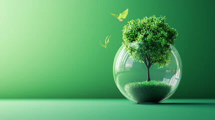 Data analytics report on energy usage, infographic with environmental insights, 3D illustration