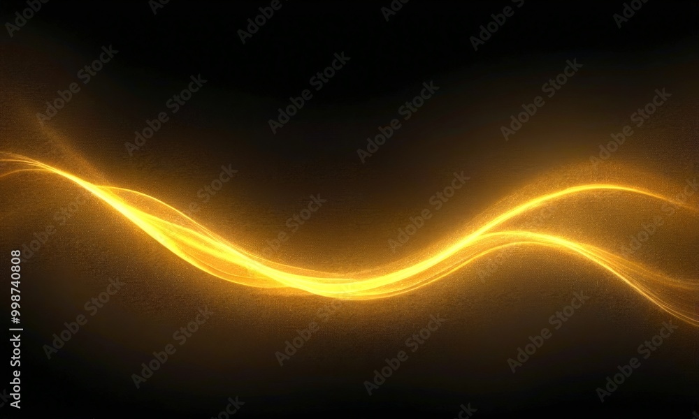 Aufkleber a dynamic wave-like pattern of golden light against a black background, creating a striking visual effect