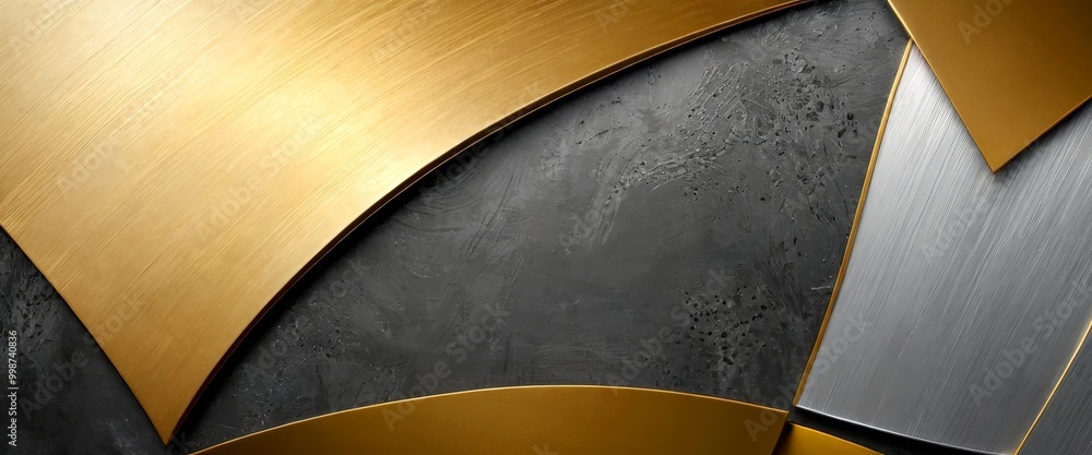 Aufkleber a close-up view of a metallic surface with a textured pattern, featuring a combination of gold and s