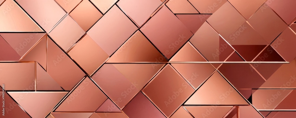 Poster a geometric pattern composed of overlapping triangular shapes in various shades of pink and brown, creating a visually striking and abstract design