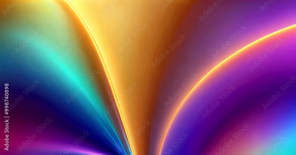 Fototapete a vibrant abstract composition with a gradient of colors transitioning from blue to yellow, purple, 