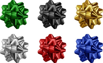 set of realistic bows in different colors