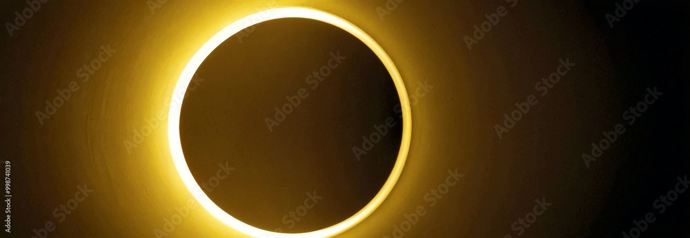 Leinwandbilder A solar eclipse, with the moon completely obscuring the sun, is captured in a close-up view The sun is partially obscured by a ring of light, creating a circular shadow on