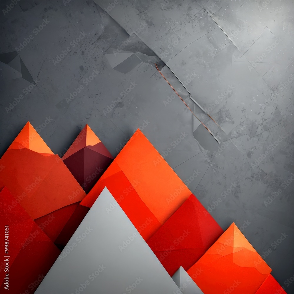 Aufkleber a geometric pattern of overlapping red and gray triangles, creating a sense of depth and texture