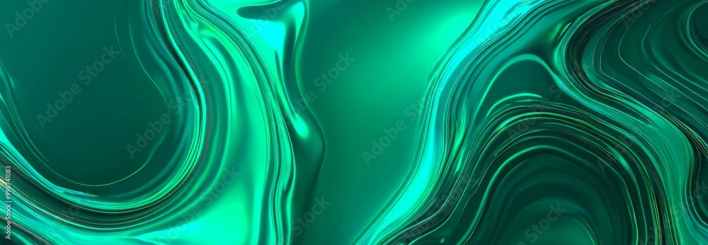 Fototapete a swirling pattern of green and black hues, creating a mesmerizing and abstract visual effect