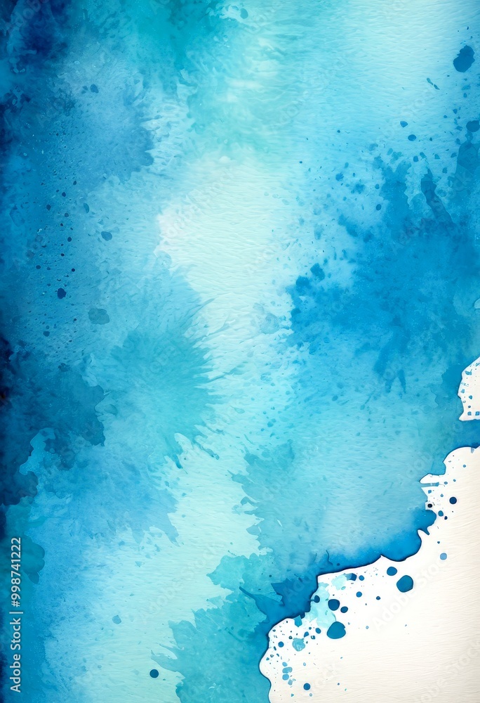 Poster a watercolor painting with a gradient of blue and white colors, creating a serene and calming atmosp