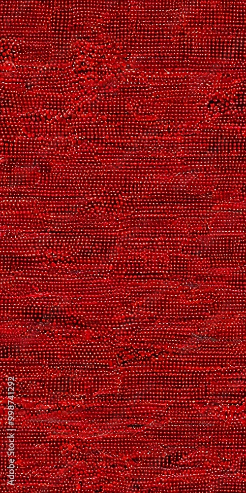 Poster a digital illustration red fabric with a textured, woven pattern The background is a solid red color, creating a striking contrast with the fabric