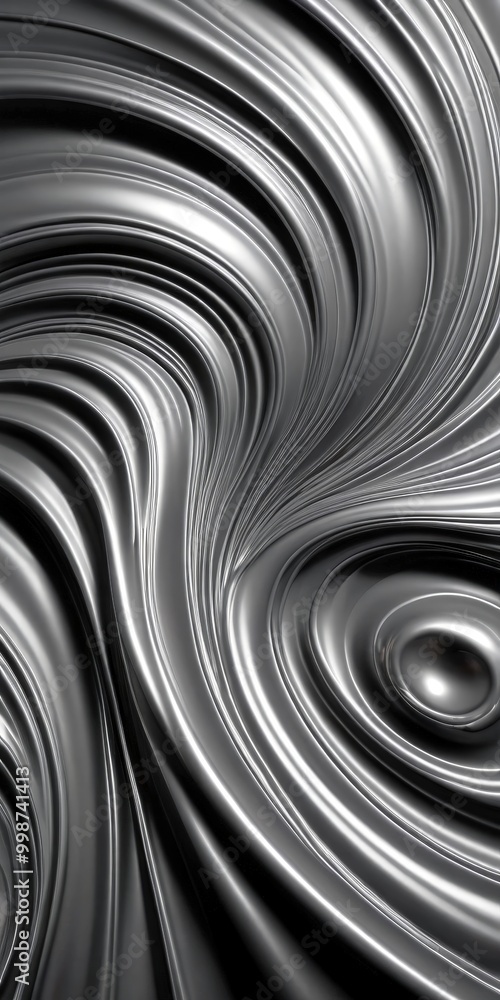 Aufkleber a striking abstract pattern of curved lines and swirls in shades of black and gray, creating a sense of movement and dynamism