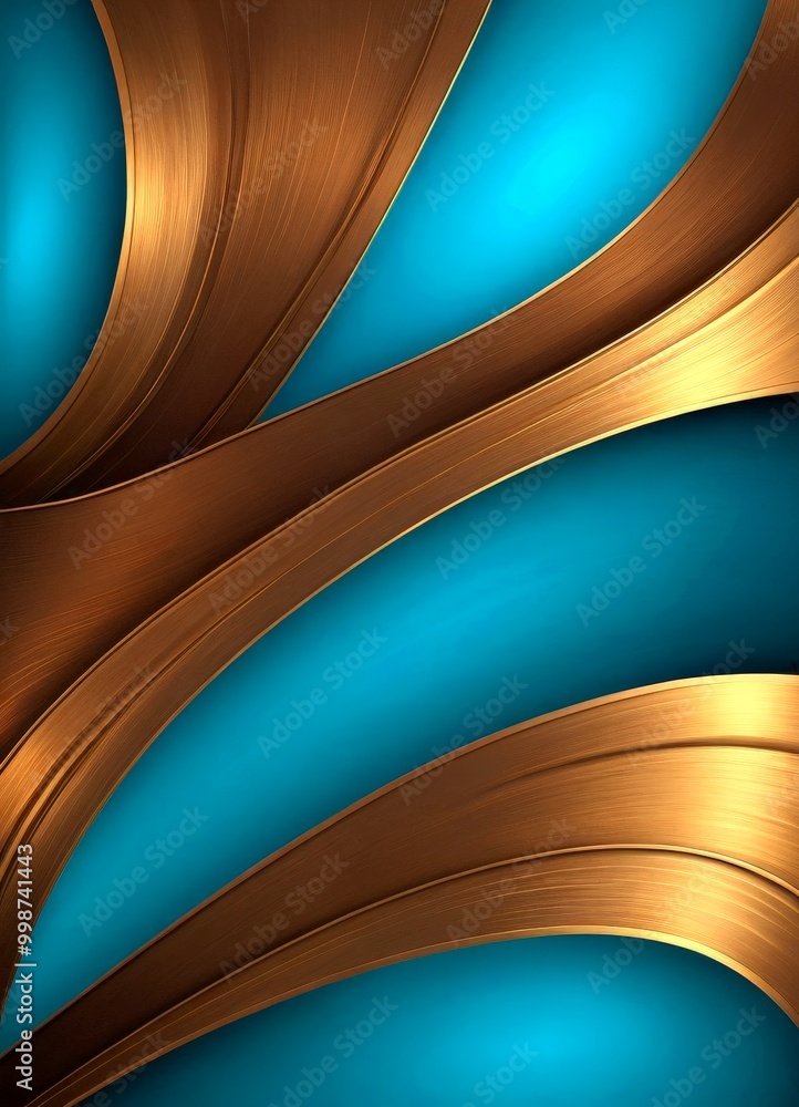 Poster a striking abstract composition of curved lines in shades of brown and blue, creating a sense of movement and depth