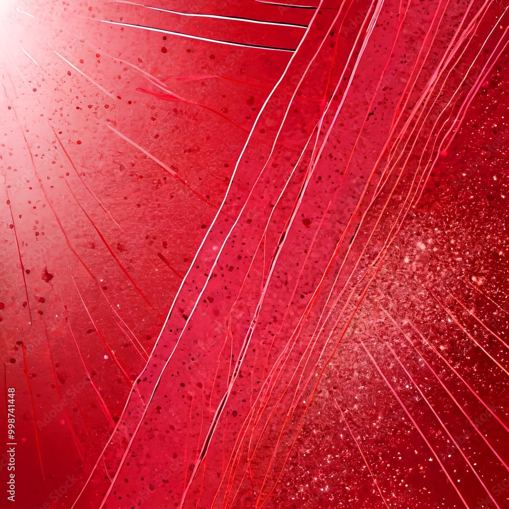 Poster a vibrant abstract composition with a red background, radiating lines and splashes of color, creating a dynamic and energetic visual effect