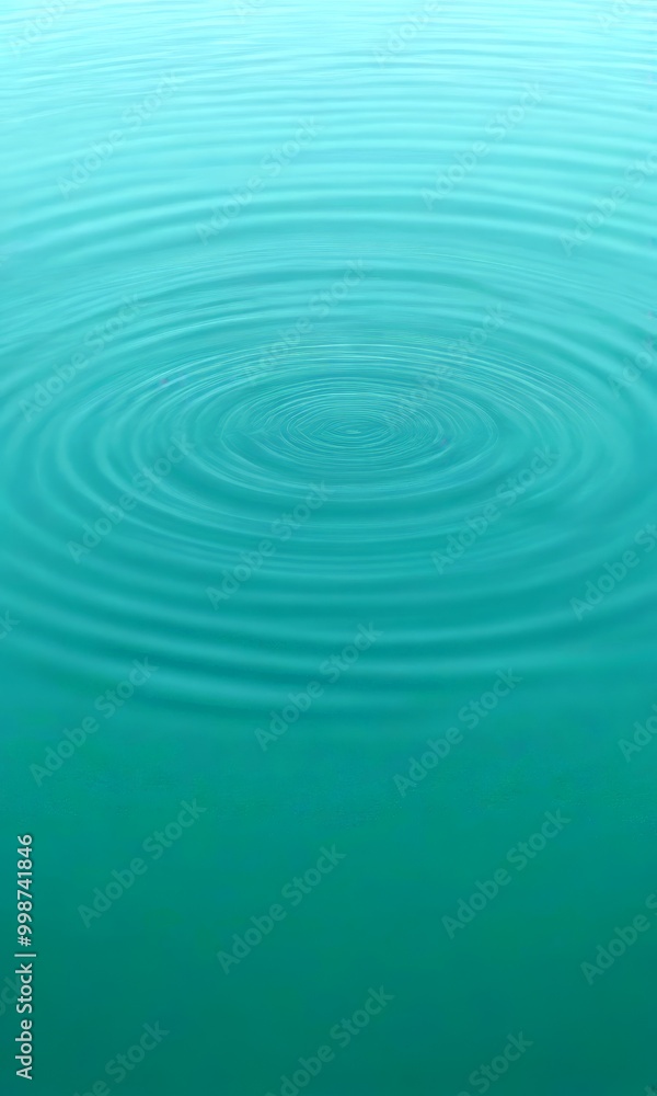 Poster a serene, deep blue-green body of water with concentric ripples, creating a sense of tranquility and