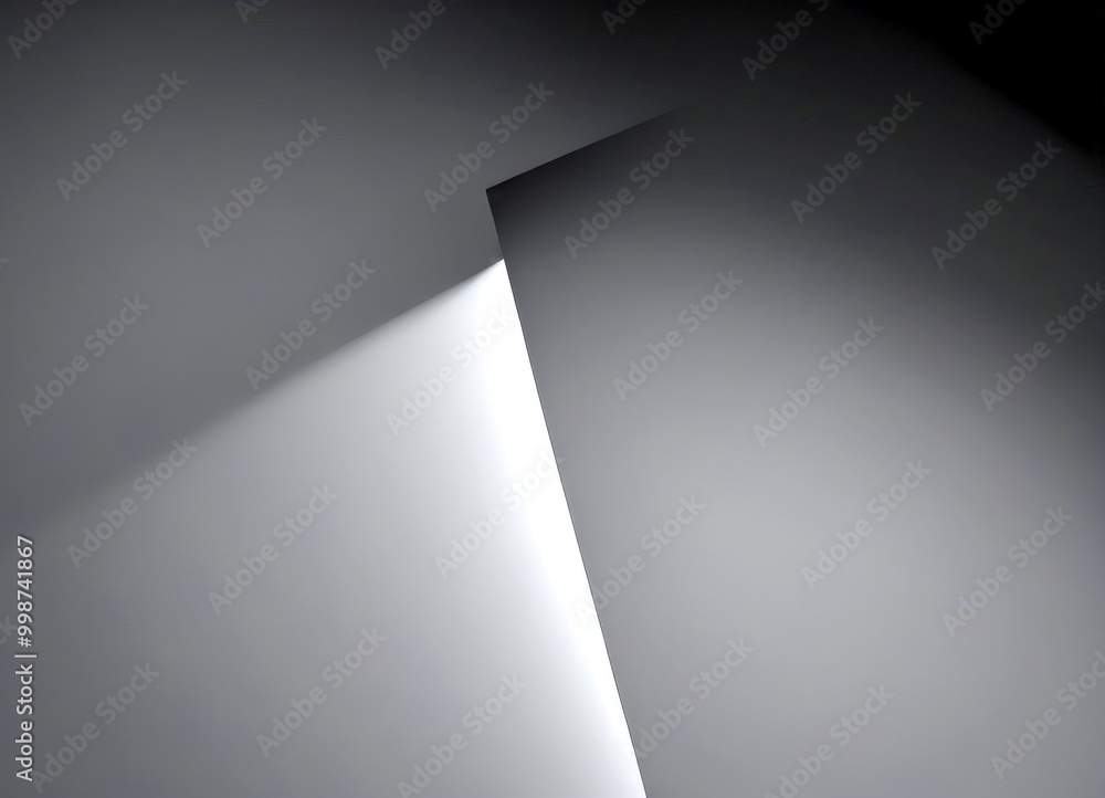 Fototapete a minimalist black and white composition featuring a geometric shape with a diagonal line intersecting it, casting a shadow on the right side