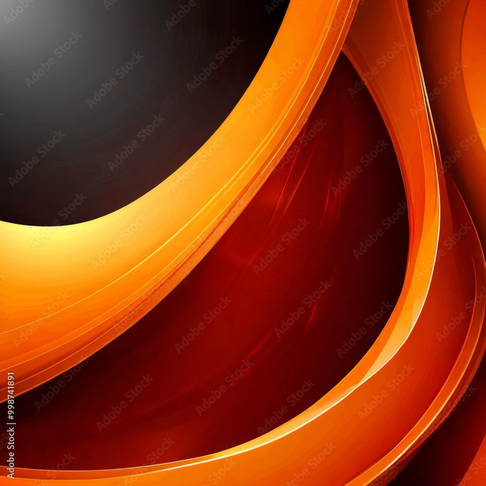 Aufkleber a striking abstract composition of overlapping curved lines in shades of orange and black, creating a dynamic and visually captivating pattern