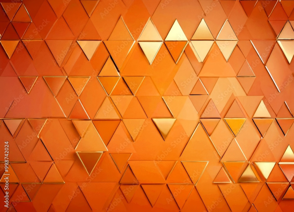 Aufkleber a repeating pattern of triangles in varying shades of orange and gold, arranged in a grid-like fashion against a warm-toned background
