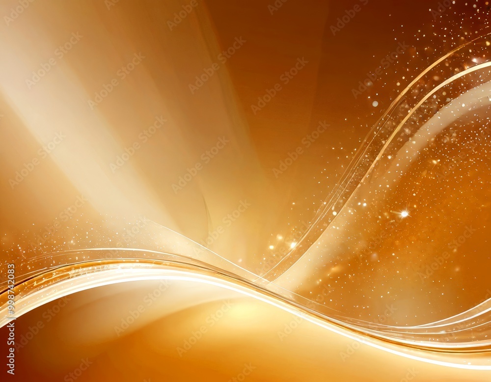Leinwandbilder a golden, abstract background with a wave-like pattern and sparkling elements, creating a sense of m