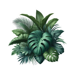 Fototapeta premium Tropical leaves frame with watercolor style.