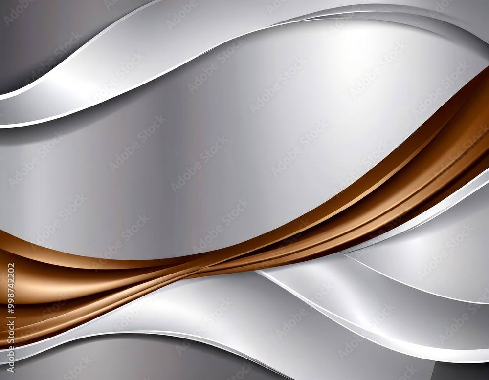 Poster a dynamic abstract composition of curved lines in shades of gray and brown, creating a sense of movement and fluidity.