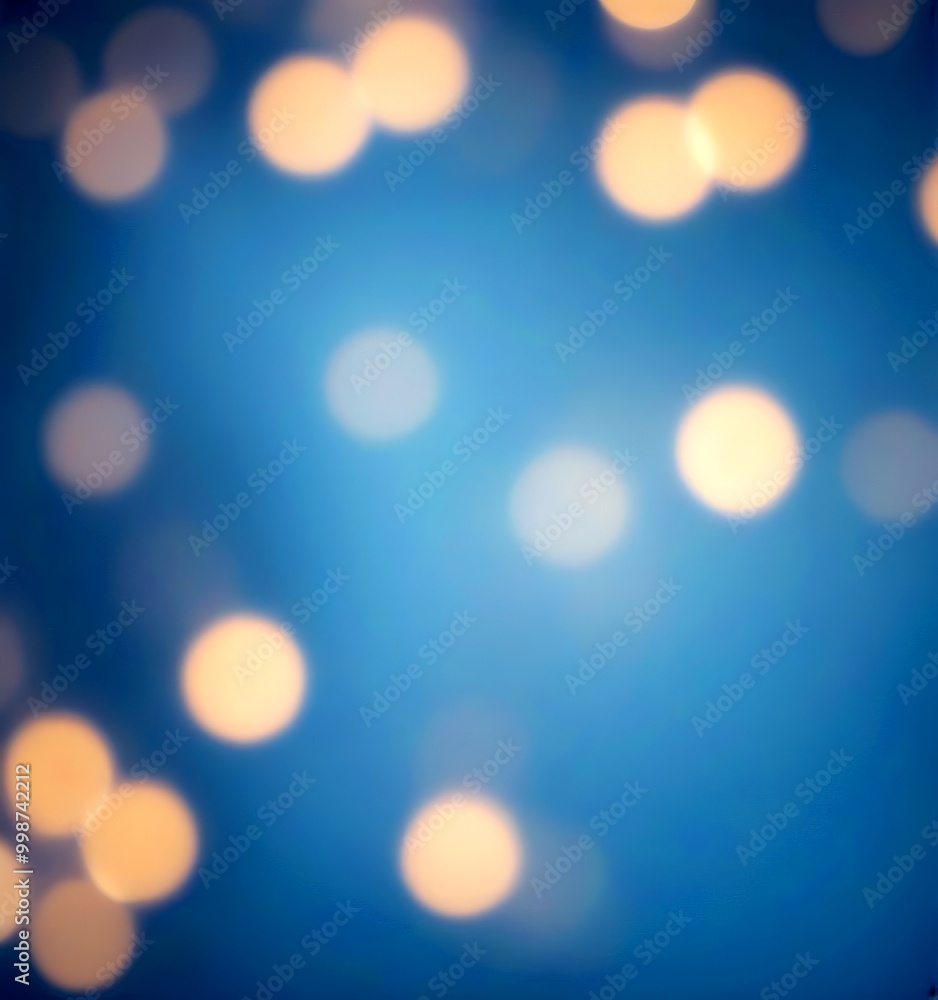 Poster a blurred blue background with scattered white and yellow circles, creating a bokeh effect