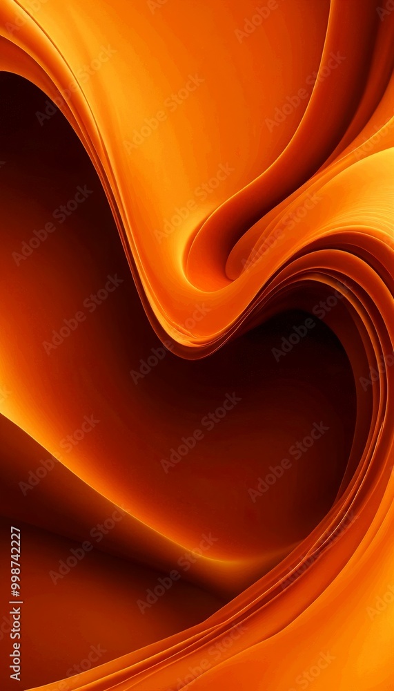 Fototapete a striking abstract composition of orange and brown hues, with a gradient effect transitioning from a deep orange at the top to a lighter shade at the bottom The curved lines