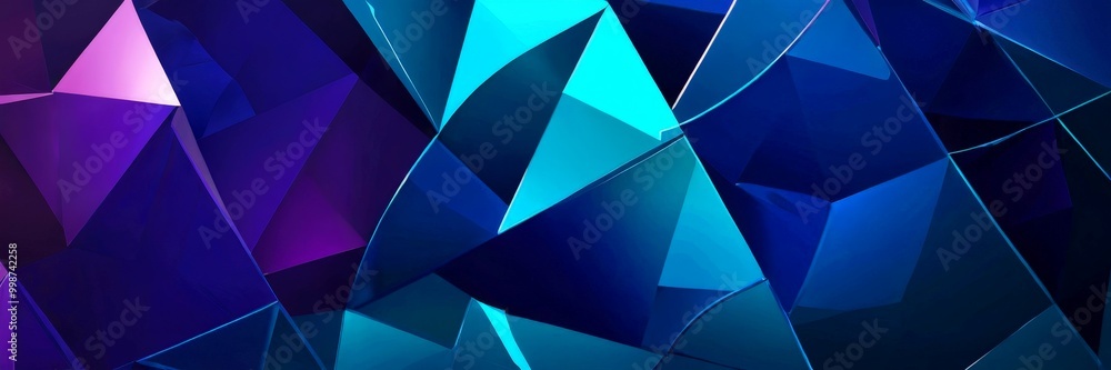 Aufkleber a complex arrangement of intersecting lines and triangles in shades of blue and purple, creating a visually striking abstract pattern