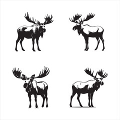 deer silhouette vector illustration, 