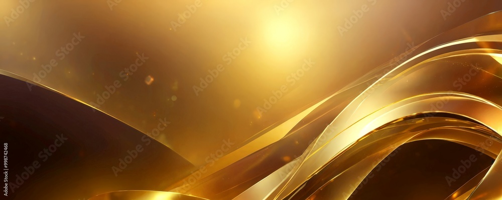 Poster a golden abstract background with curved lines and a gradient of warm colors, creating a sense of depth and movement