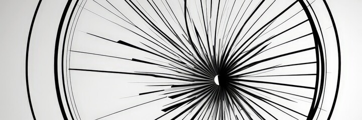 Obraz premium a close-up view black and white abstract design composed of radiating lines and shapes, creating a sense of movement and energy