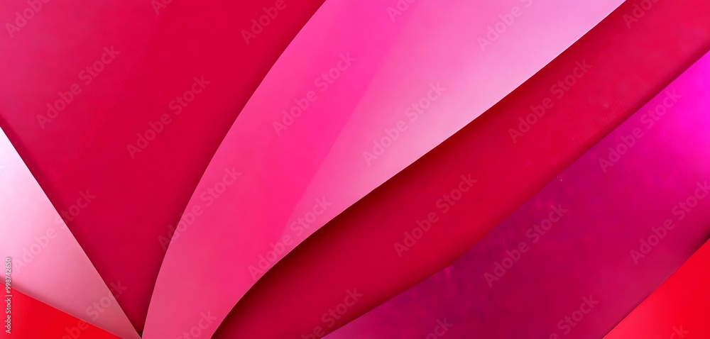 Poster a vibrant abstract composition of overlapping red and pink shapes, creating a dynamic and visually striking pattern