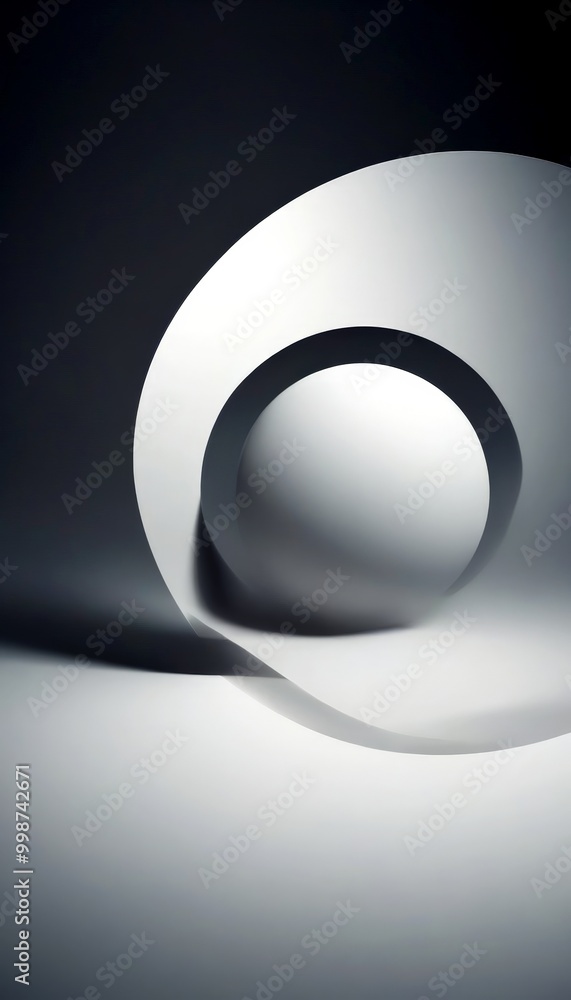 Aufkleber a minimalist composition white circle with a dark ring, set against a dark background the circle is 