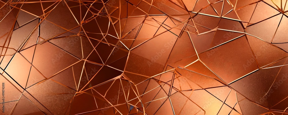 Poster a complex, abstract pattern of intersecting lines and shapes in shades of brown and orange, creating a visually striking and intricate design