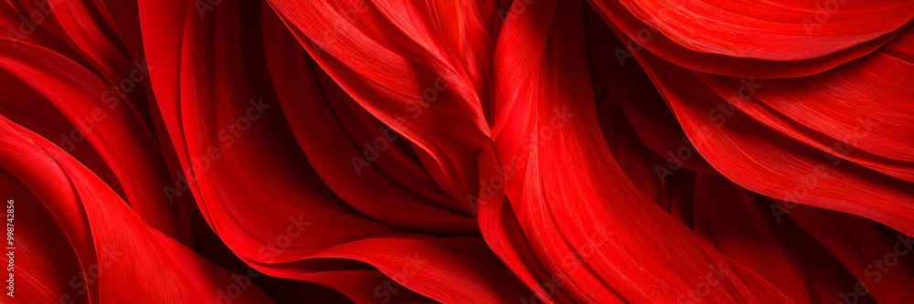 Aufkleber a close-up view red fabric with a textured, flowing pattern The fabric appears to be made material that resembles silk or satin, with a deep red hue and a