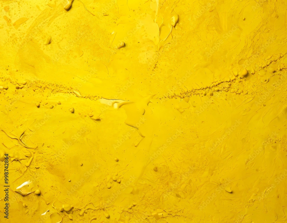 Poster a close-up view yellow surface with a textured, cracked appearance the surface has small droplets of