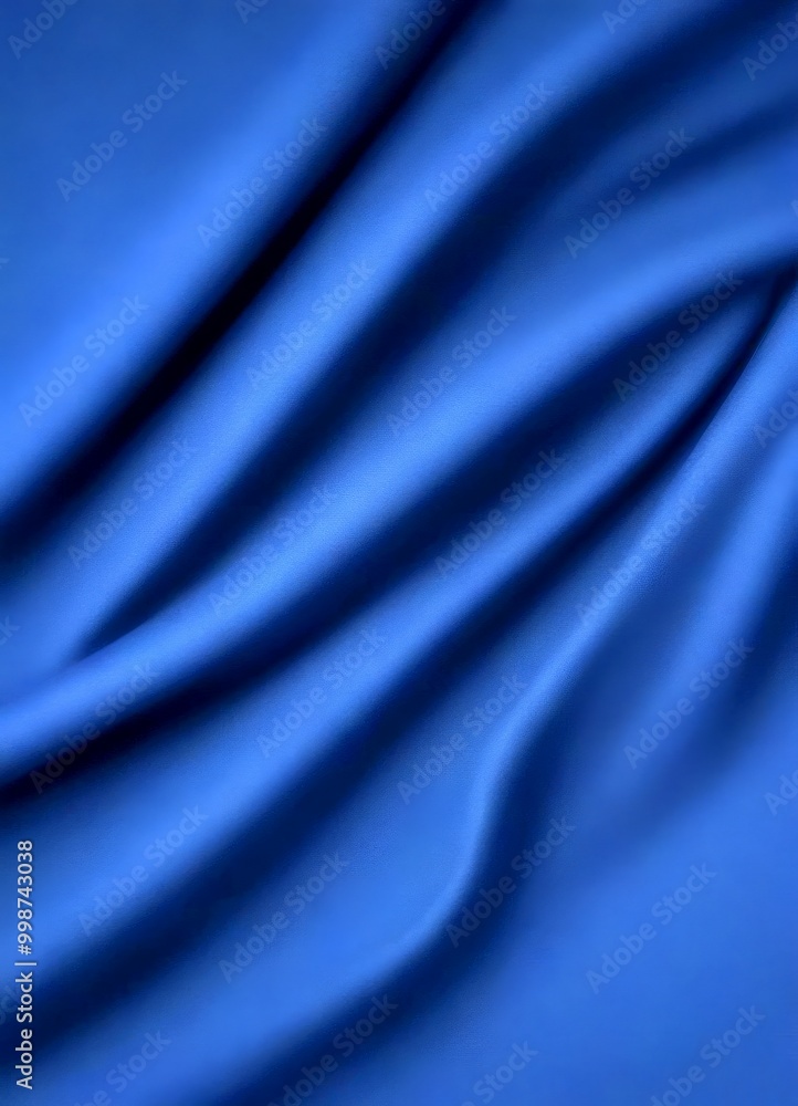 Aufkleber a close-up view fabric surface with a deep blue color, exhibiting a smooth and flowing texture