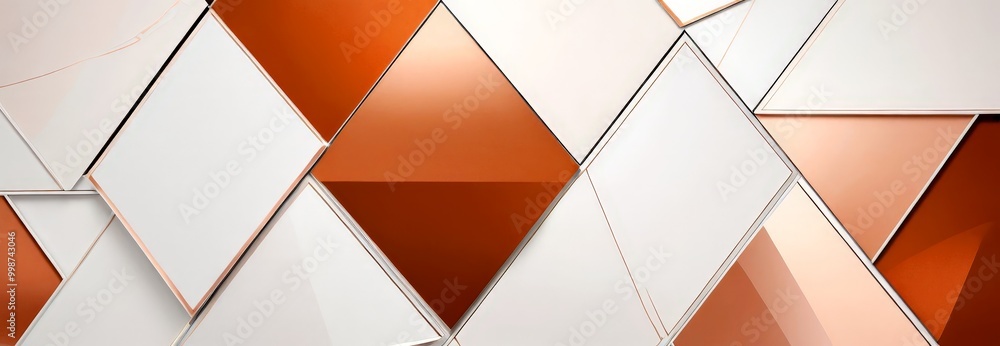 Poster a geometric pattern composed of white and orange triangles arranged in a grid-like fashion, creating a visually striking and abstract design