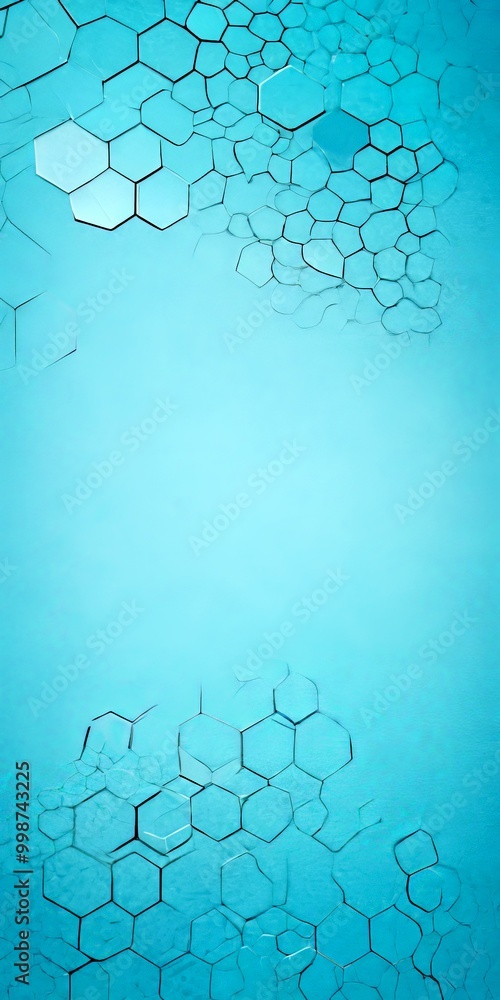 Poster a blue-green abstract background composed of numerous hexagonal shapes, creating a sense of depth and complexity