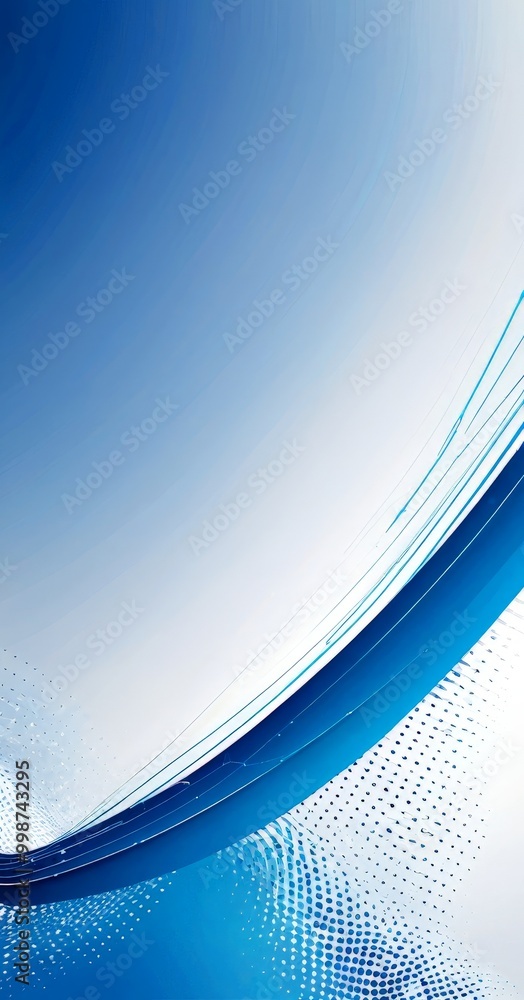 Poster a blue and white abstract background with a curved line and dotted pattern