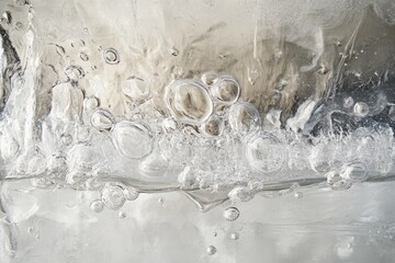 Reflective ice texture, with cracks and bubbles frozen in a transparent block