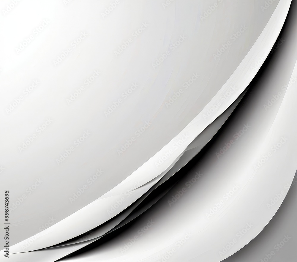 Leinwandbilder Abstract white and gray composition with curved lines and a gradient effect