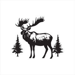 deer silhouette vector illustration, 