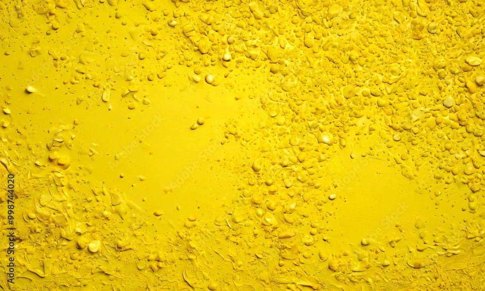 Aufkleber a close-up view textured yellow surface with small, irregularly shaped droplets or specks scattered across it, creating a sense of depth and dimension