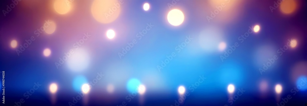 Aufkleber a blurred background with a gradient of blue and purple hues, dotted with white and yellow circles t