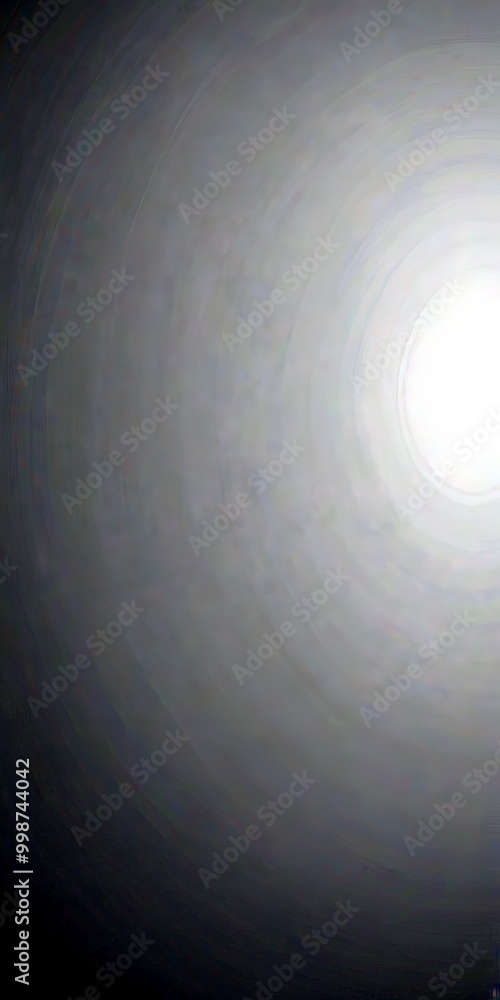 Poster a gradient background transitioning from a dark gray to a lighter gray, with a small white circle in the top right corner