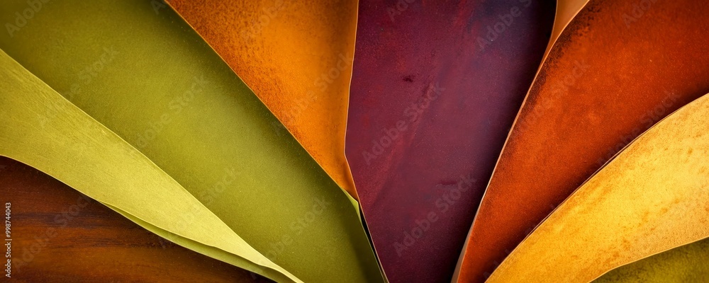 Aufkleber a close-up view vibrant abstract composition of overlapping paper or fabric panels in various shades
