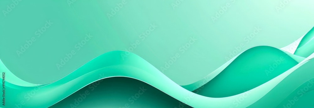 Poster Abstract wave-like pattern in shades of green, with a gradient effect, creating a sense of movement and fluidity