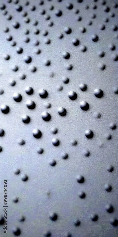 Poster a close-up view dark, textured surface with numerous small, round, black dots arranged in a pattern