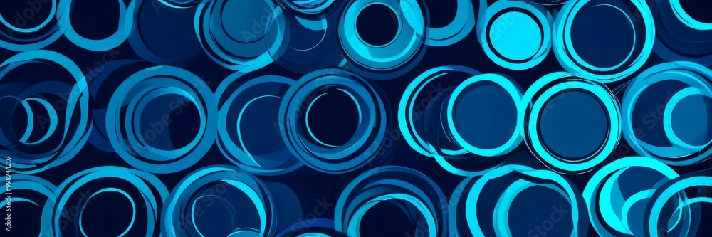 Fototapete a repeating pattern of blue and black circles, creating a visually striking and abstract design