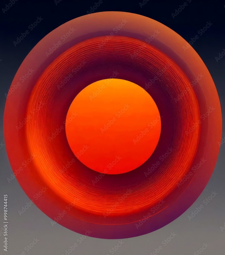 Fototapete a circular design with concentric circles of varying sizes, creating a gradient effect from dark to light orange The largest circle is centrally located, surrounded by