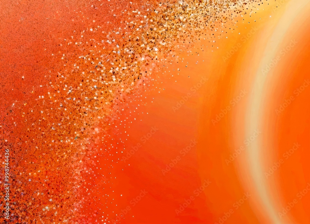 Poster A gradient background with a pinkish-orange hue, featuring a scattered pattern of small white dots or specks, creating a sense of movement and texture