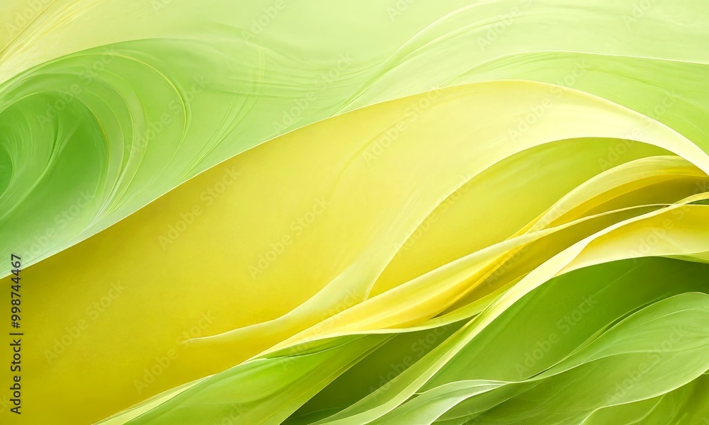 Leinwandbilder a vibrant abstract composition of overlapping yellow and green waves, creating a dynamic and visually striking pattern.
