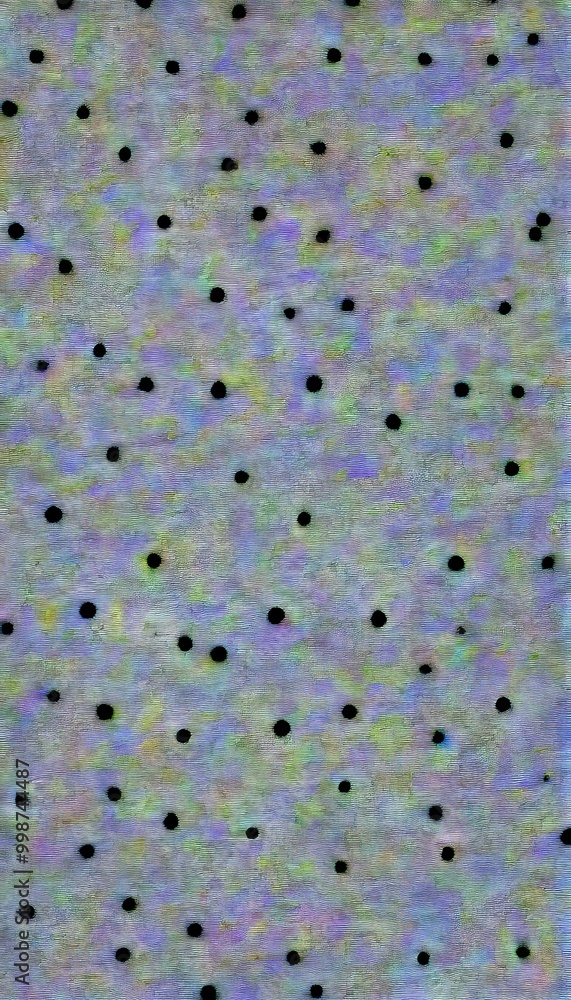 Poster a white background with numerous small black dots scattered randomly, creating a sense of randomness and chaos
